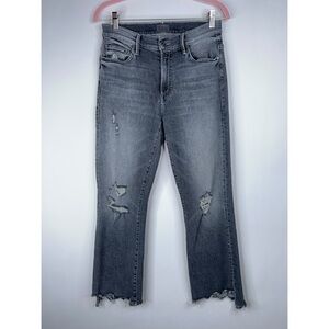 Mother Insider Crop Step Chew Scene of the Crime Gray Distressed Jeans Size 29